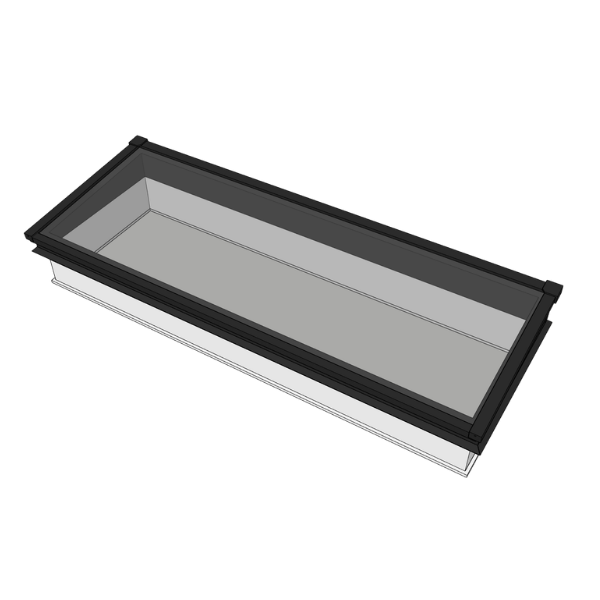 Lessenaar lichtstraat 300 x 100 cm - Frameless - Zwarte binnenkant