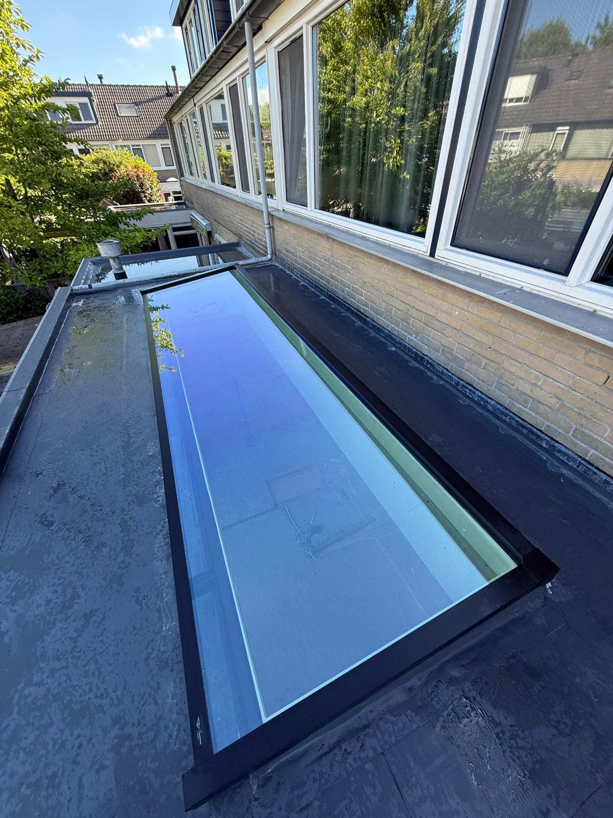 frameless lichtstraat platdakraam