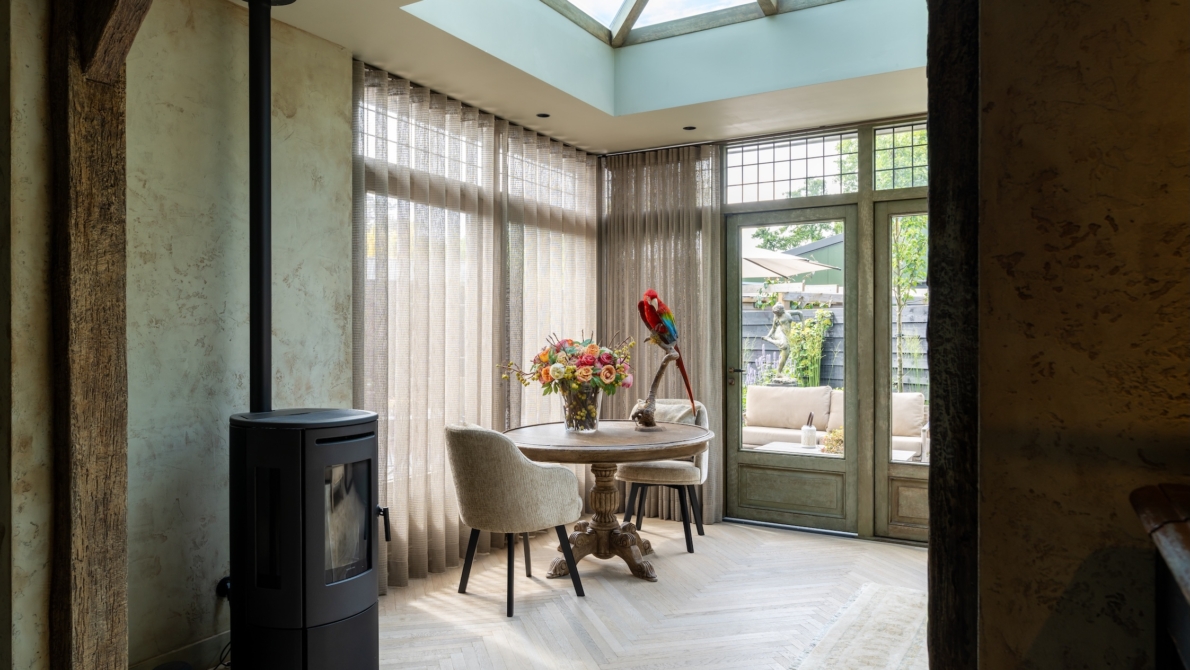 Schilddak in uitbouw serre